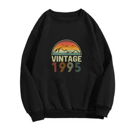 Vintage 1995 Sunset Crewneck Sweatshirt - Retro 90s Nostalgia Mountain Landscape Pullover
