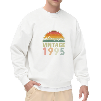 Vintage 1995 Sunset Crewneck Sweatshirt - Retro 90s Nostalgia Mountain Landscape Pullover
