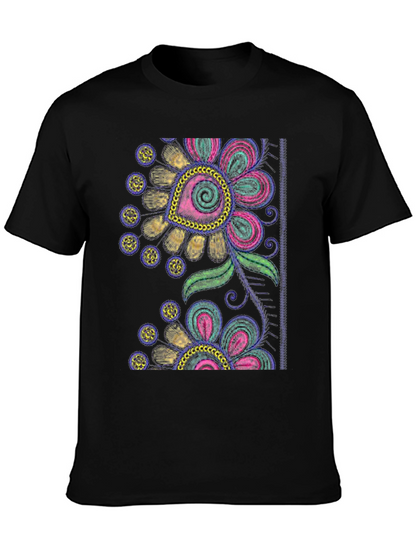 Black Floral Embroidered Graphic Tee