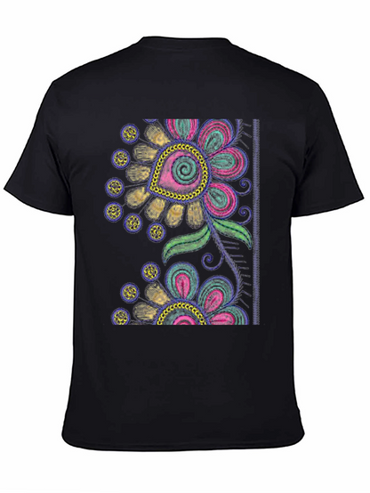 Black Floral Embroidered Graphic Tee