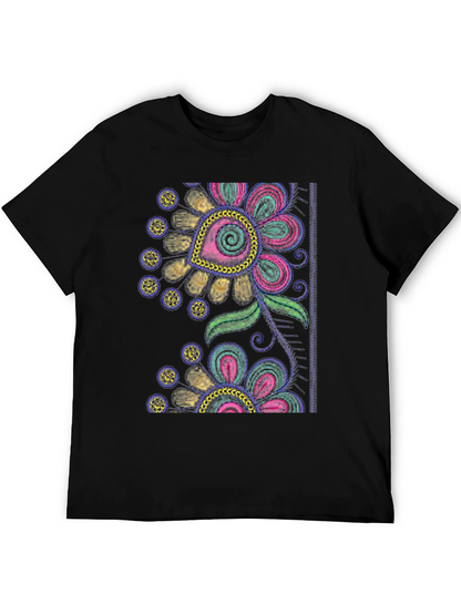 Black Floral Embroidered Graphic Tee