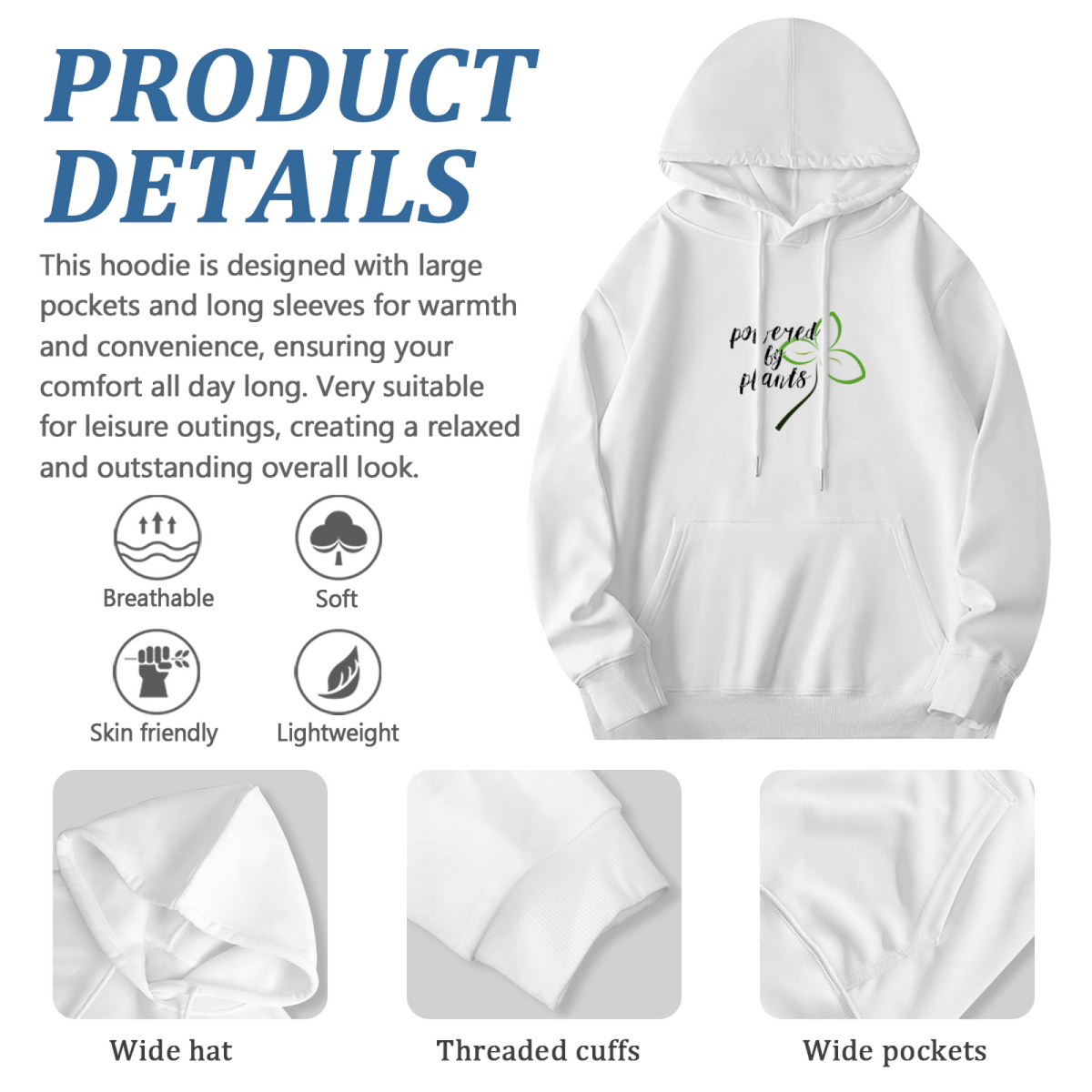 Powered by Plants Green Clover Hoodie