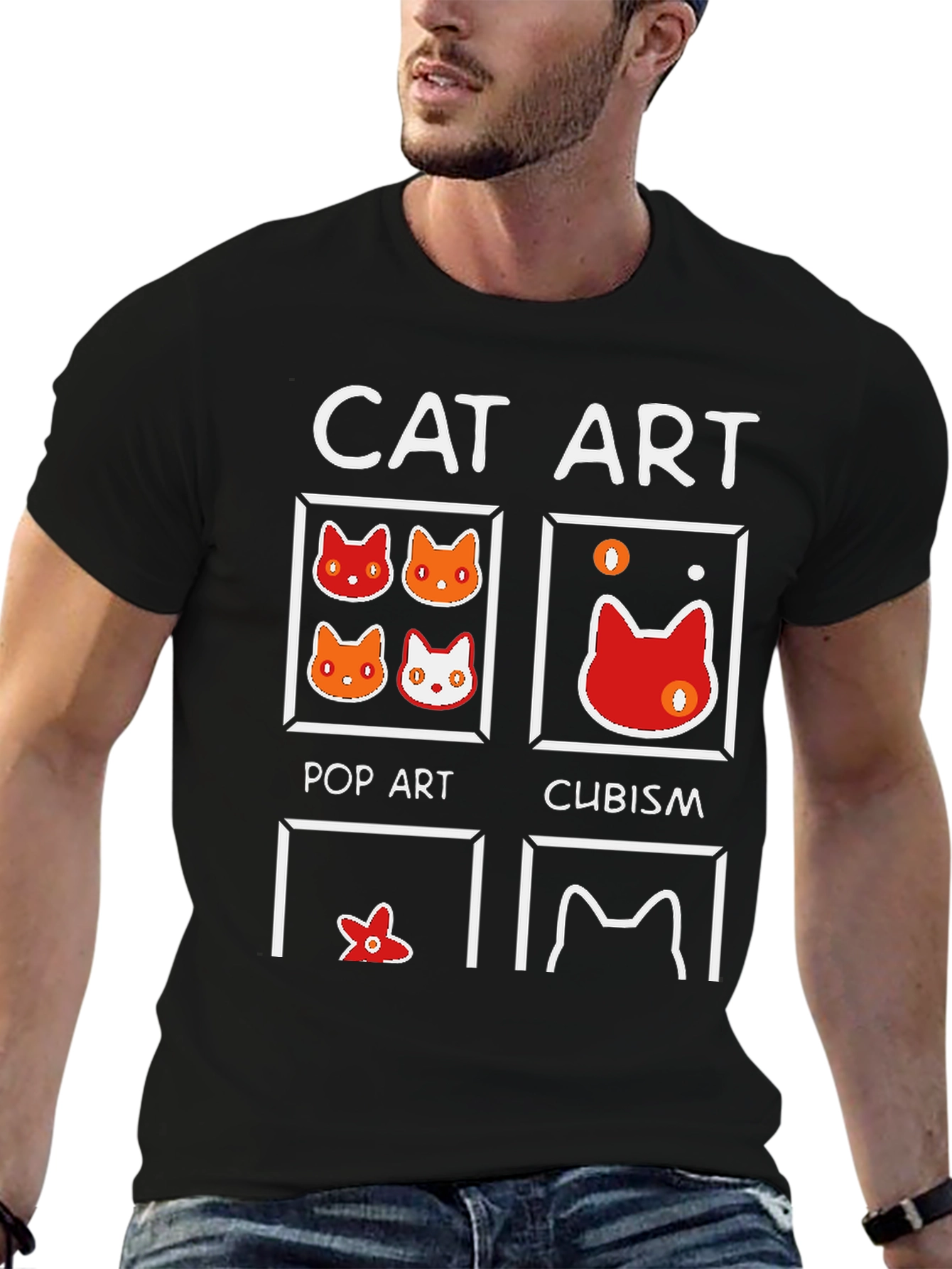 Cat Art Style T-Shirt - Pop Art Cubism Abstract