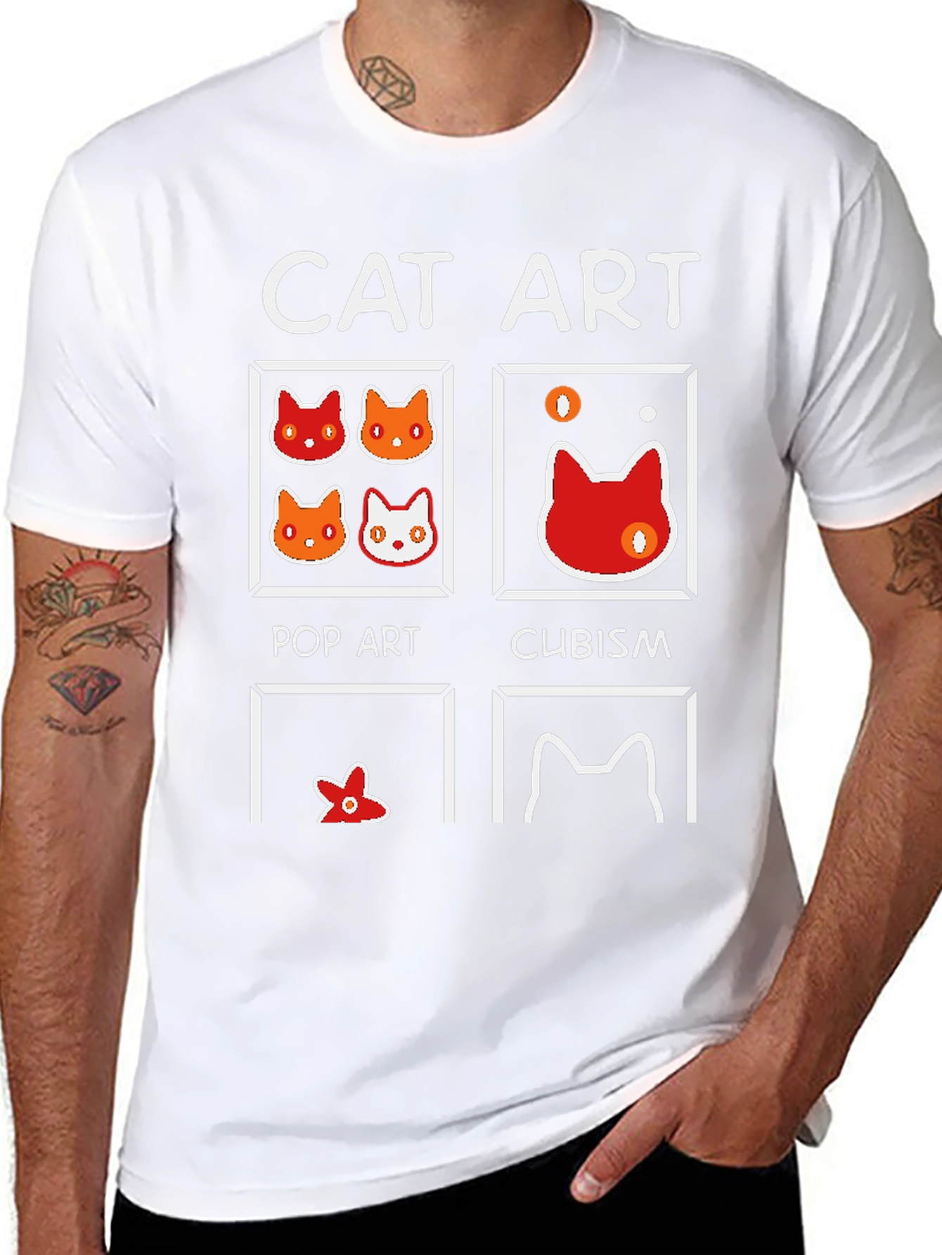 Cat Art Style T-Shirt - Pop Art Cubism Abstract