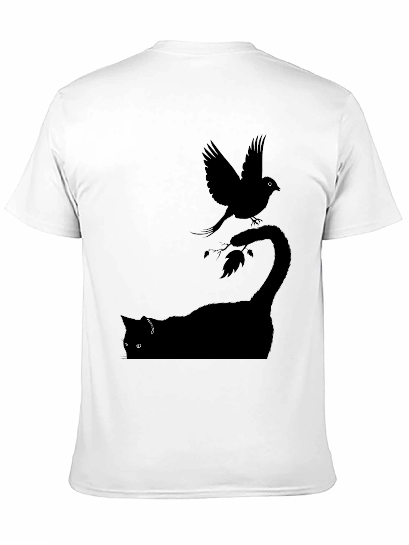 Cat & Bird Graphic T-Shirt - Mens Black Tee