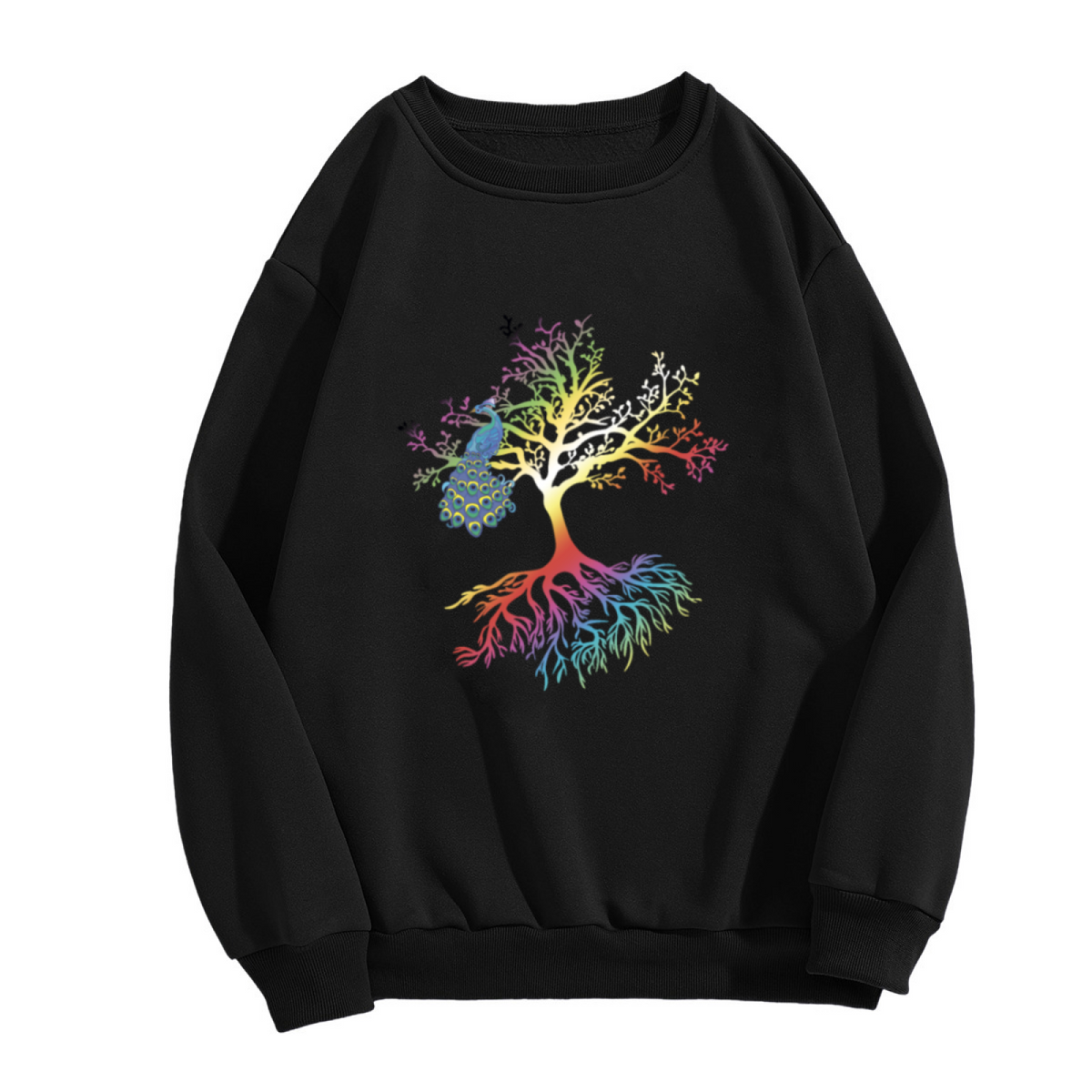 Tree Of Life Peacock Crewneck Sweatshirt - Colorful Rainbow Spiritual Pullover