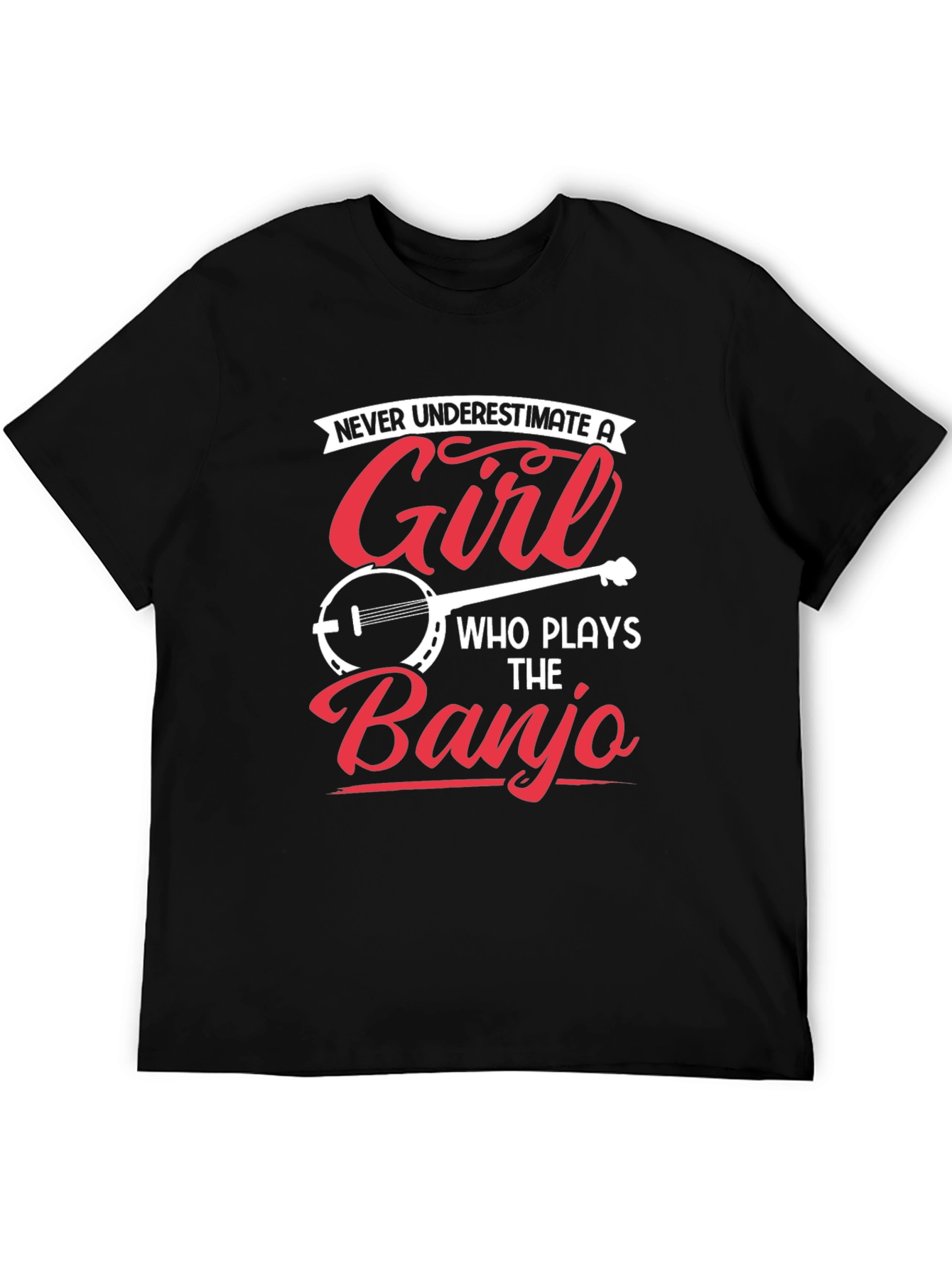 Girl Banjo Player Graphic Tee - Novelty Musician T-Shirt