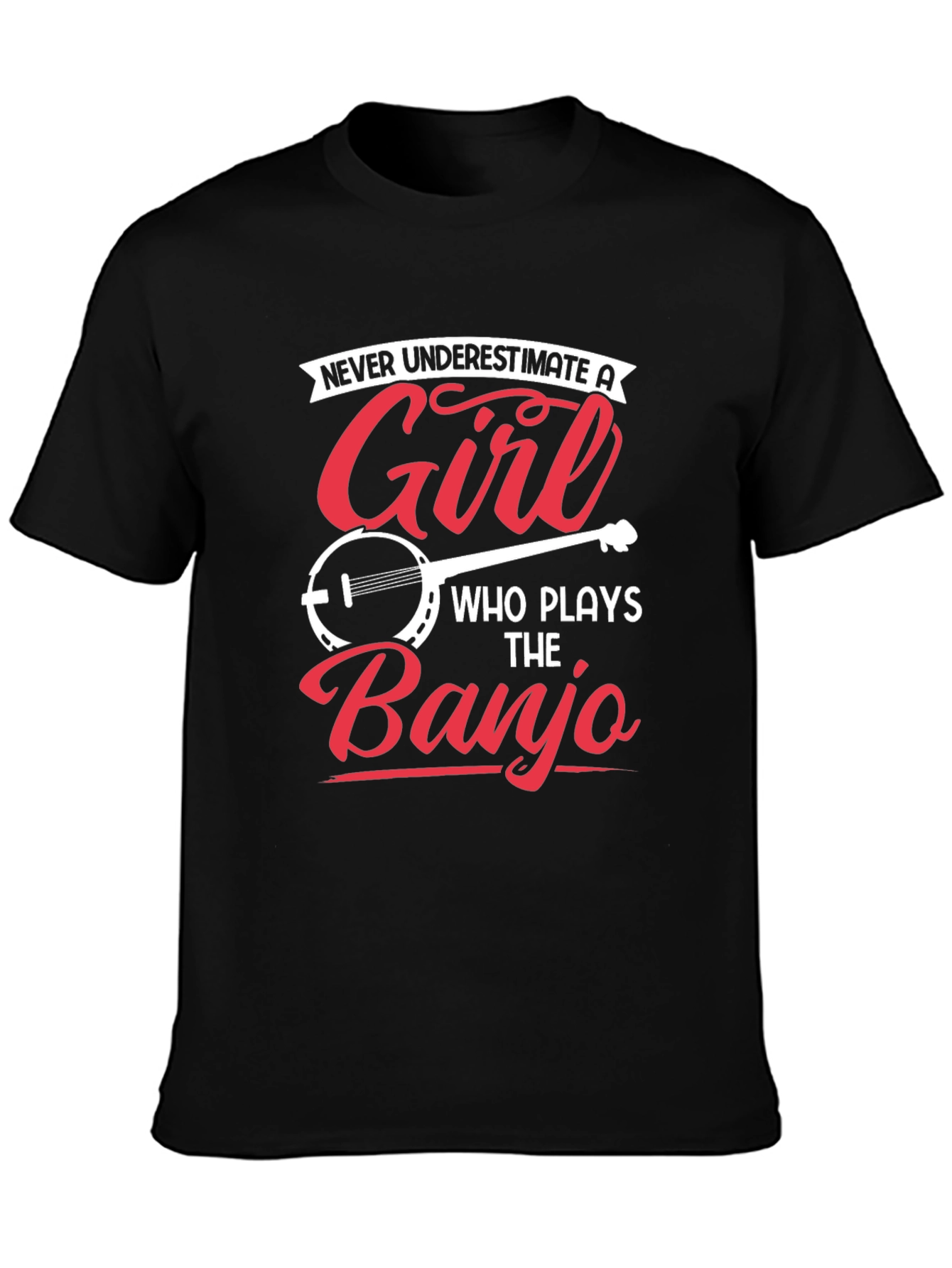 Girl Banjo Player Graphic Tee - Novelty Musician T-Shirt