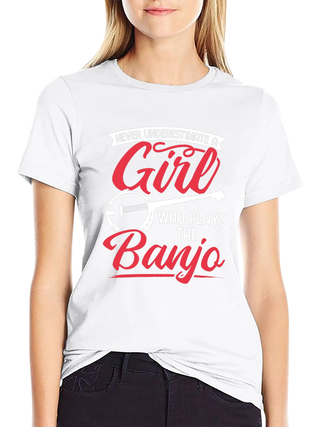 Girl Banjo Player Graphic Tee - Novelty Musician T-Shirt