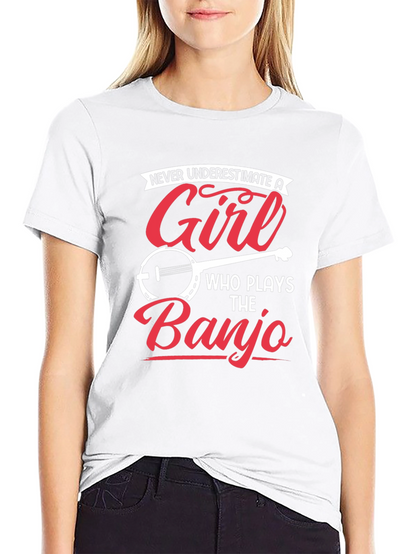 Girl Banjo Player Graphic Tee - Novelty Musician T-Shirt