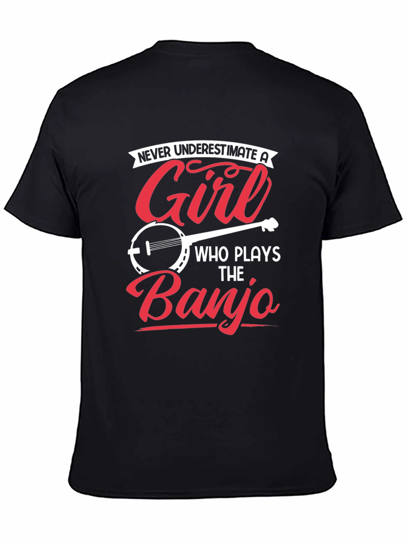 Girl Banjo Player Graphic Tee - Novelty Musician T-Shirt