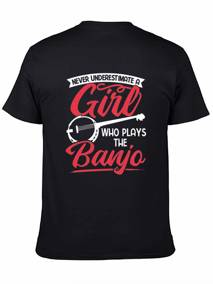 Girl Banjo Player Graphic Tee - Novelty Musician T-Shirt
