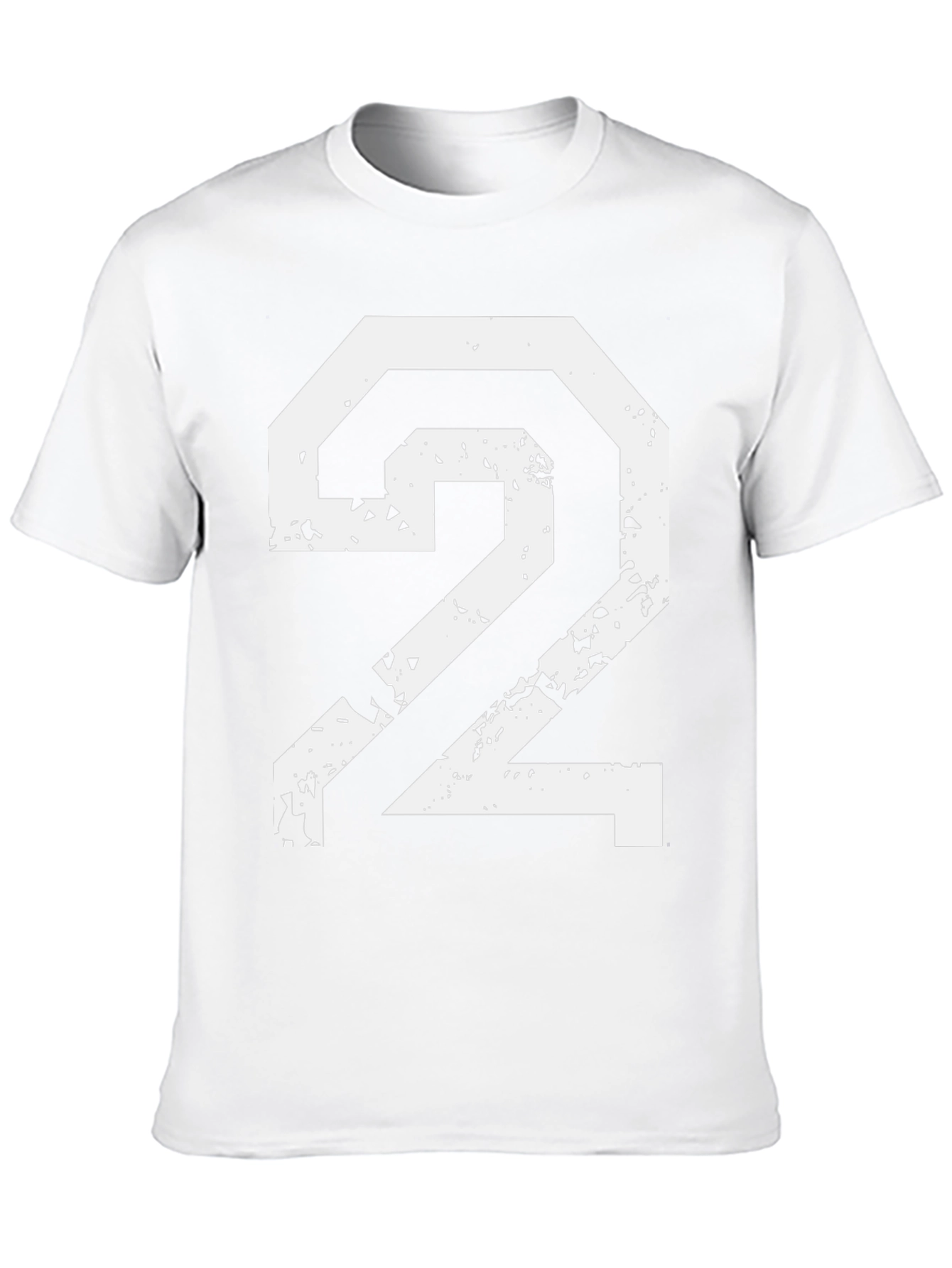 Distressed Number 2 Graphic Tee - Black Cotton Blend