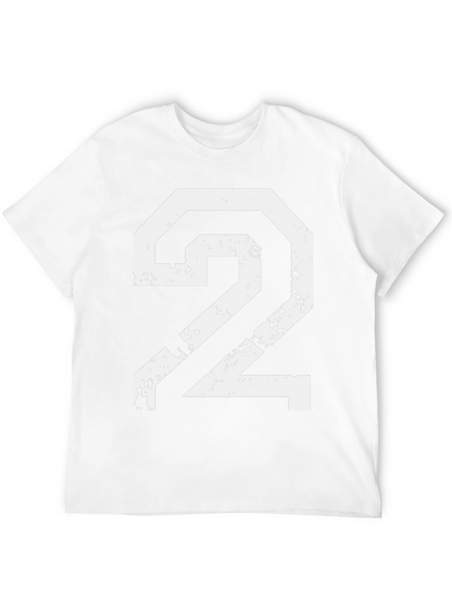 Distressed Number 2 Graphic Tee - Black Cotton Blend