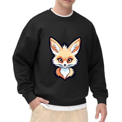 Cute Fox Face Sweatshirt - Kawaii Cartoon Fox Crewneck, Baby Fox Animal Pullover, Woodland Fox Lover Gift Sweatshirt, Forest Critter Top