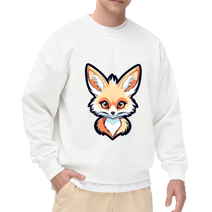 Cute Fox Face Sweatshirt - Kawaii Cartoon Fox Crewneck, Baby Fox Animal Pullover, Woodland Fox Lover Gift Sweatshirt, Forest Critter Top