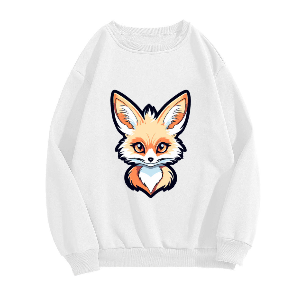 Cute Fox Face Sweatshirt - Kawaii Cartoon Fox Crewneck, Baby Fox Animal Pullover, Woodland Fox Lover Gift Sweatshirt, Forest Critter Top