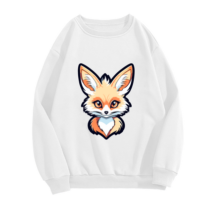 Cute Fox Face Sweatshirt - Kawaii Cartoon Fox Crewneck, Baby Fox Animal Pullover, Woodland Fox Lover Gift Sweatshirt, Forest Critter Top