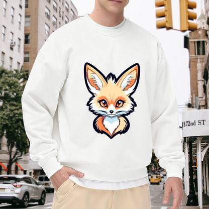 Cute Fox Face Sweatshirt - Kawaii Cartoon Fox Crewneck, Baby Fox Animal Pullover, Woodland Fox Lover Gift Sweatshirt, Forest Critter Top