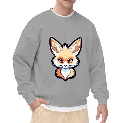 Cute Fox Face Sweatshirt - Kawaii Cartoon Fox Crewneck, Baby Fox Animal Pullover, Woodland Fox Lover Gift Sweatshirt, Forest Critter Top