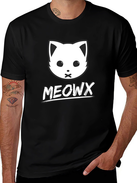 MEOWX Cat Graphic Tee - Soft Black Cotton Blend