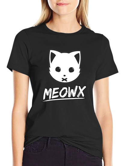 MEOWX Cat Graphic Tee - Soft Black Cotton Blend