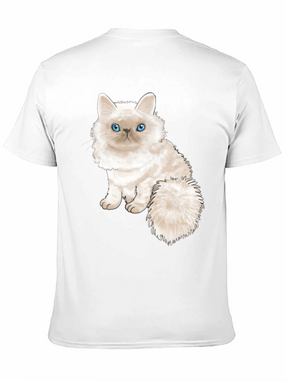 Cute Cat Graphic Tee - Black