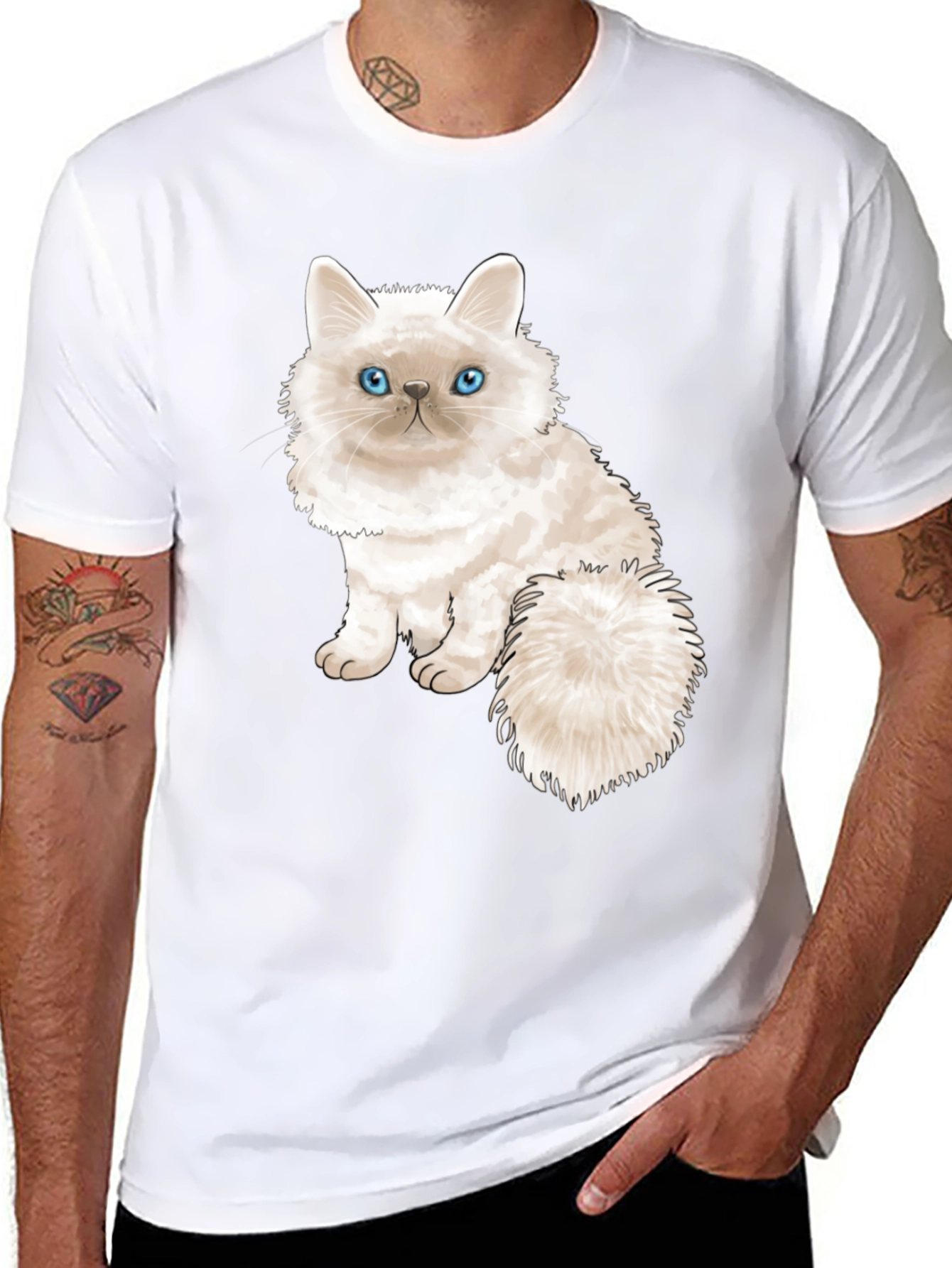 Cute Cat Graphic Tee - Black