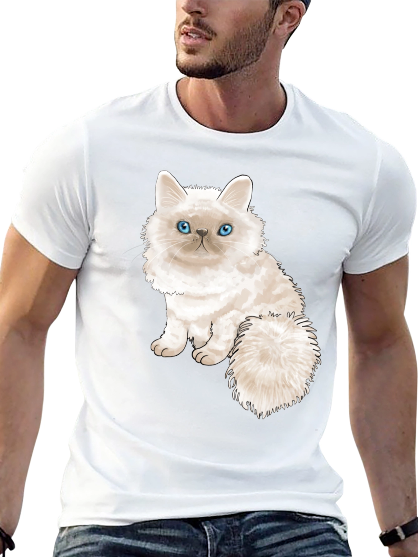 Cute Cat Graphic Tee - Black