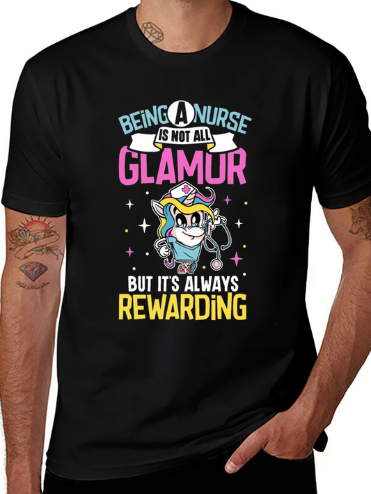 Nurse Unicorn Black T-Shirt - Rewarding Glamour Tee