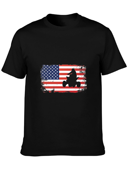 American Flag ATV Rider Graphic Tee - Patriotic Shirt