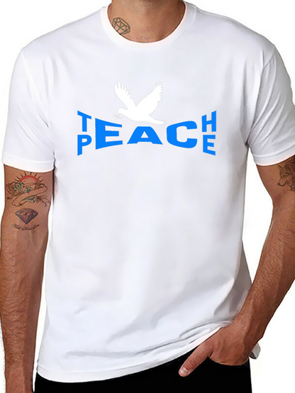 Peace Dove Graphic T-Shirt - Blue Text Black Tee