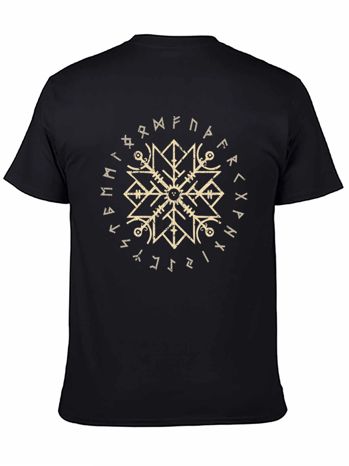 Viking Rune Circle Graphic Black T-Shirt