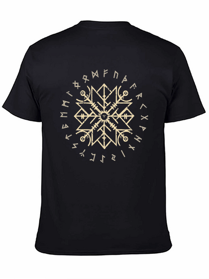 Viking Rune Circle Graphic Black T-Shirt