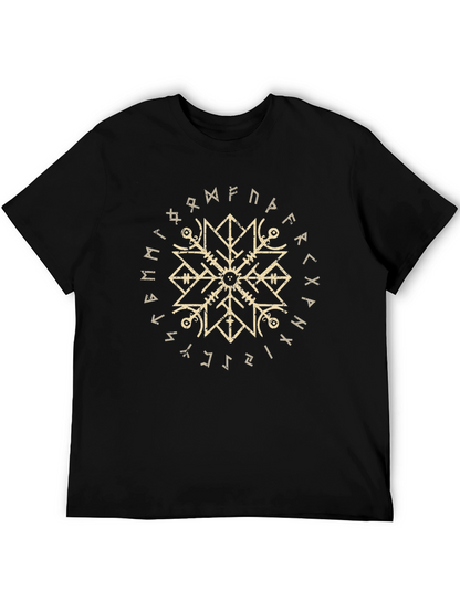 Viking Rune Circle Graphic Black T-Shirt