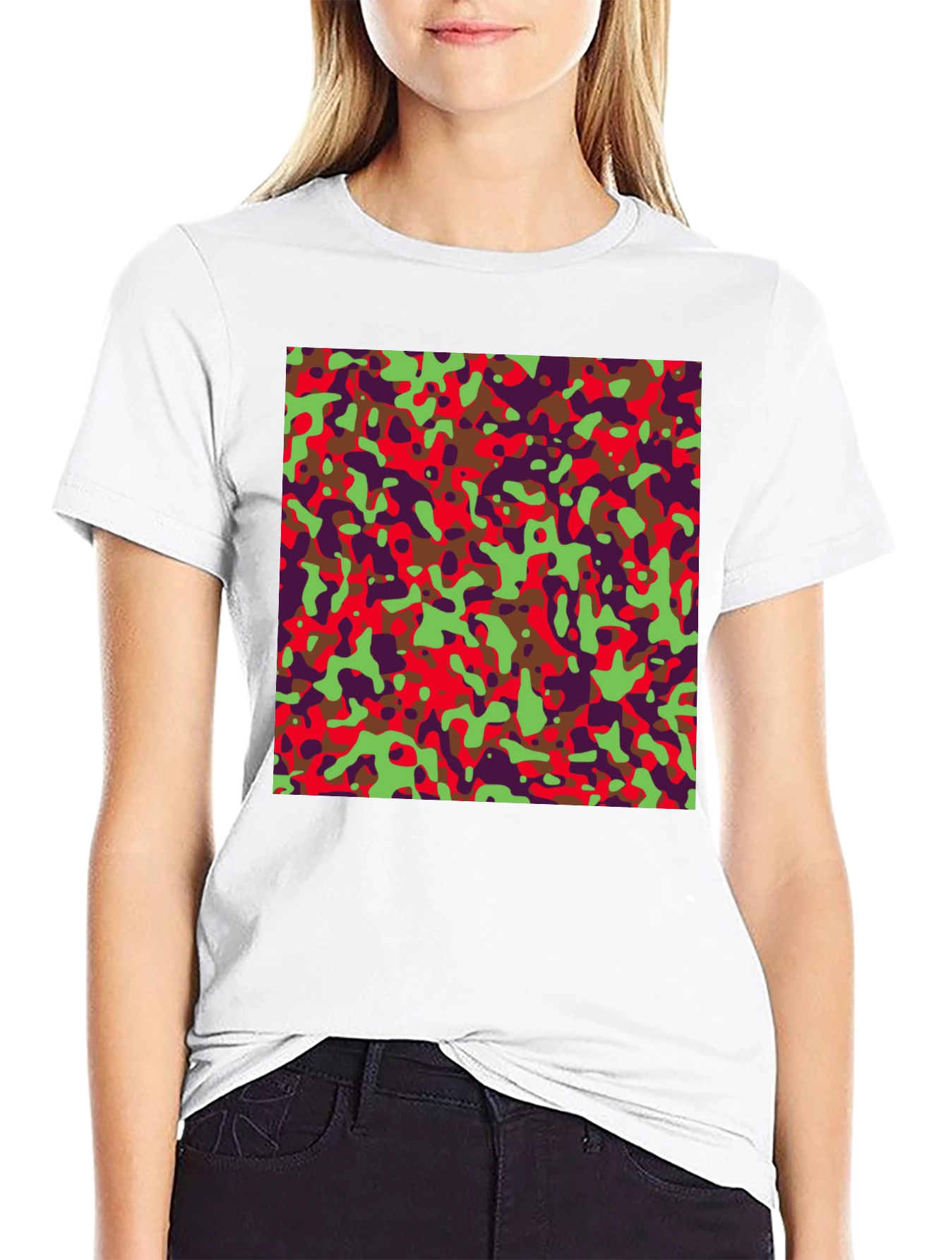 Camo Pattern Mens Black Tee