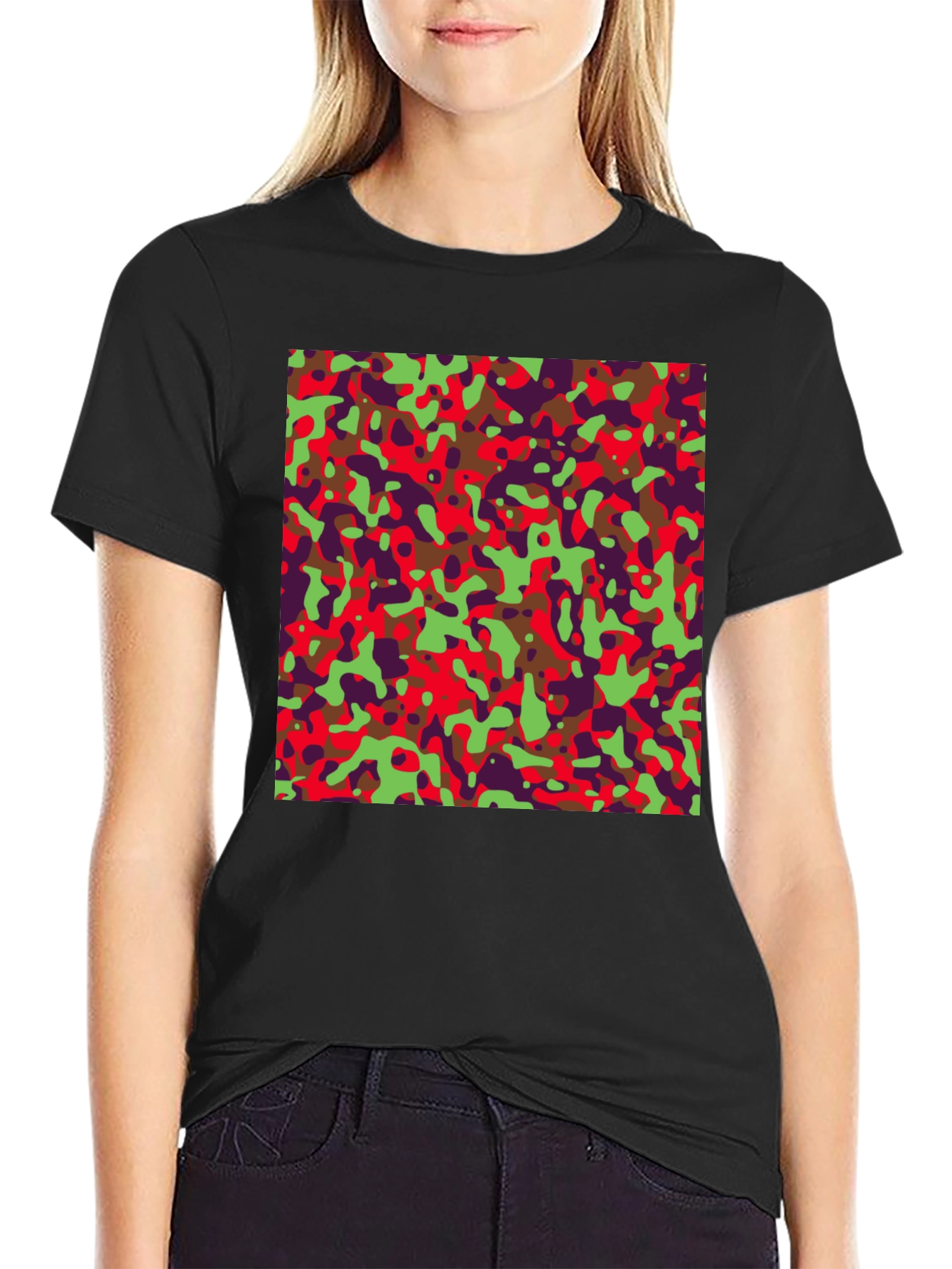 Camo Pattern Mens Black Tee