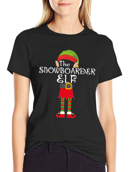 Snowboarder Elf Holiday Graphic Tee
