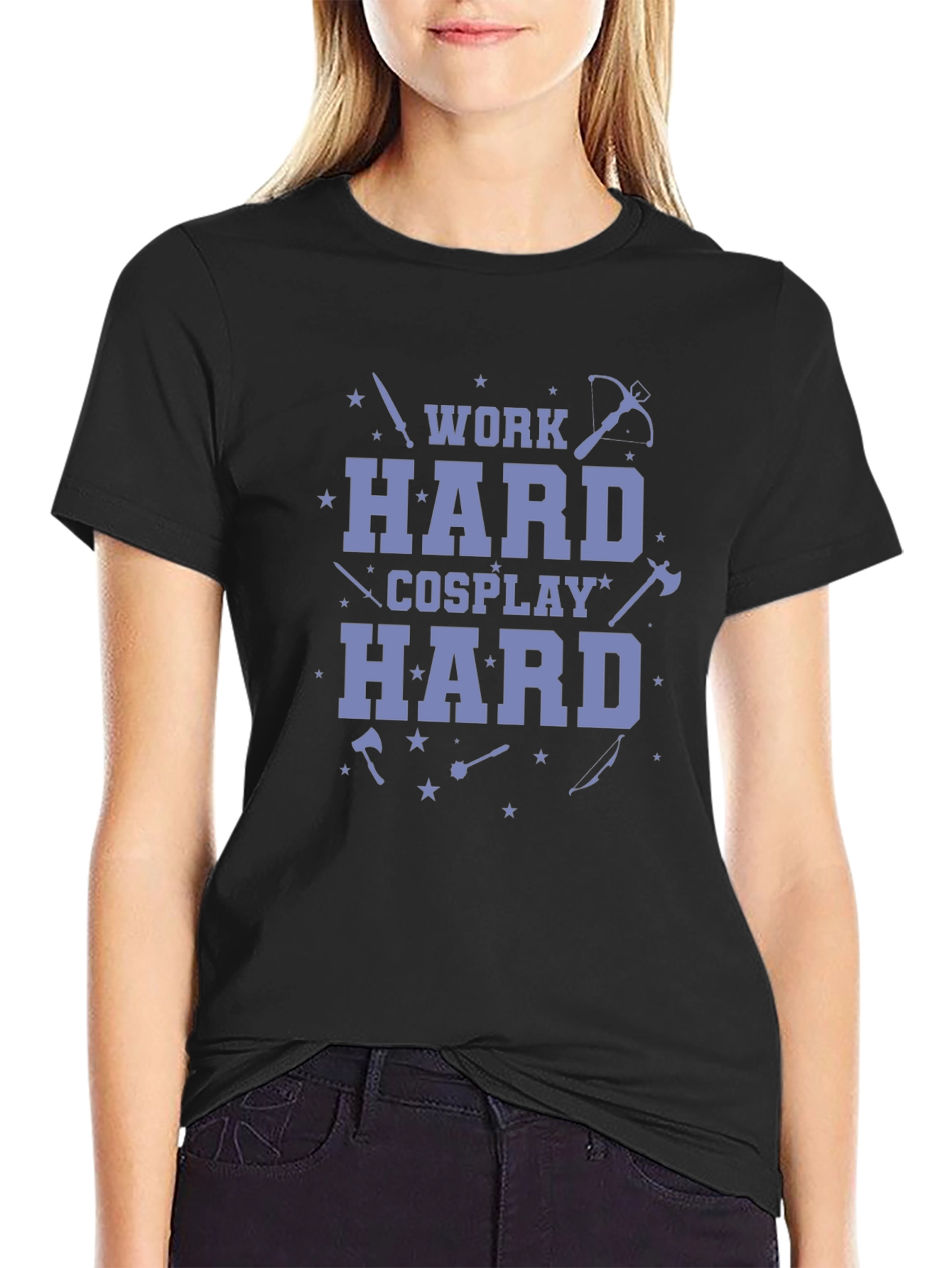 Work Hard Cosplay Hard Black T-Shirt