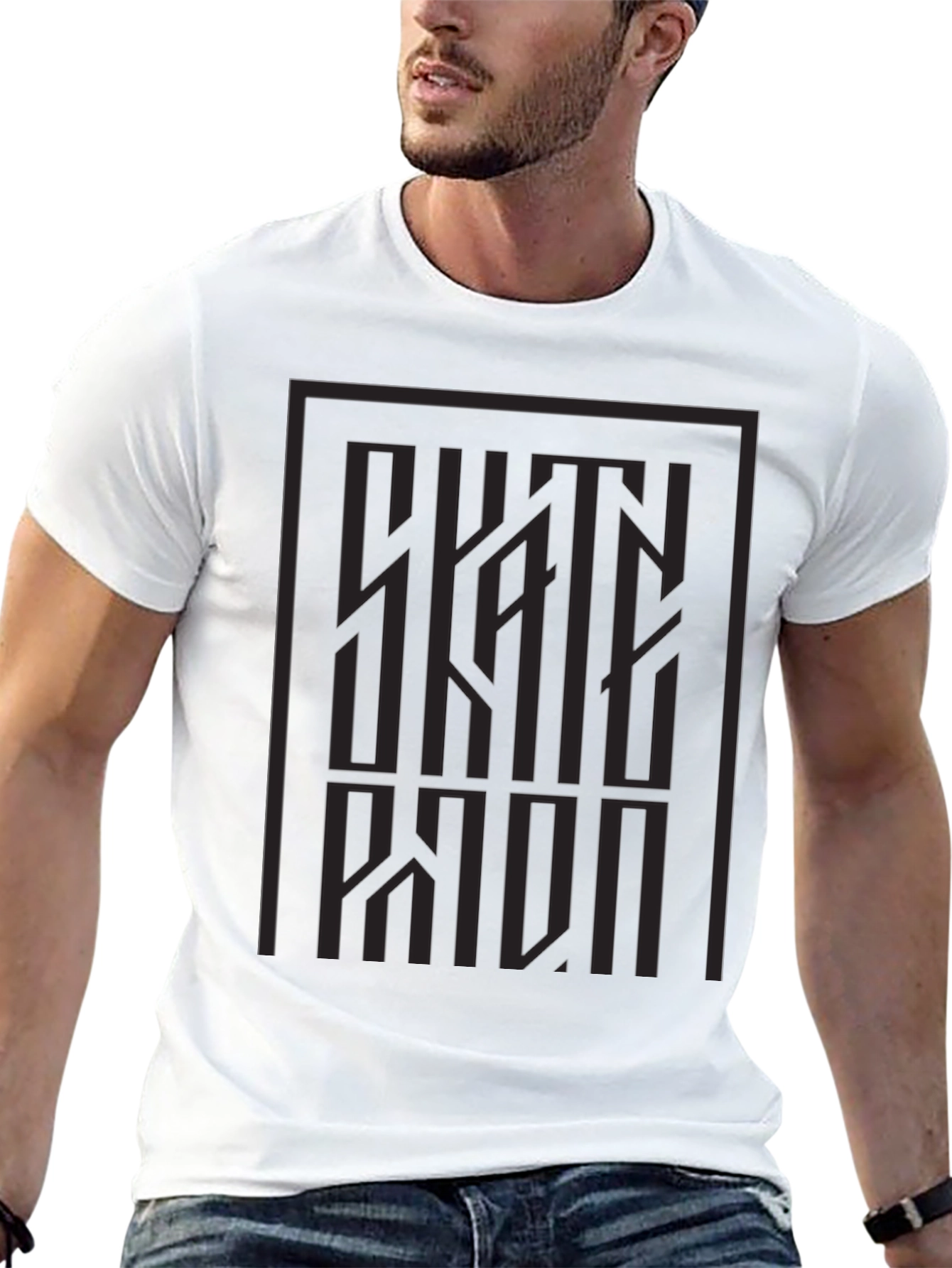 Modern Graphic Print Tee - Dark Gray