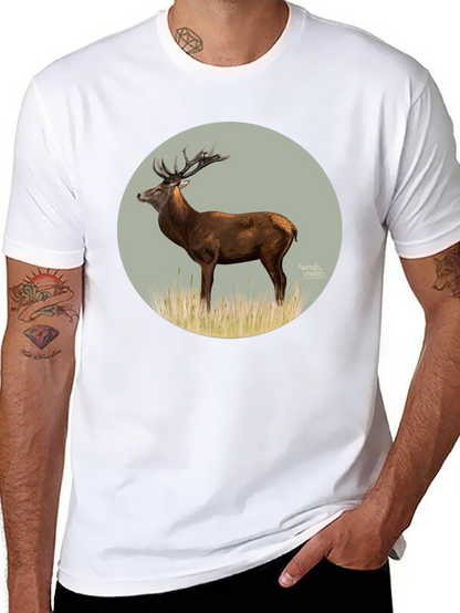 Deer Graphic Tee - Black Cotton T-Shirt