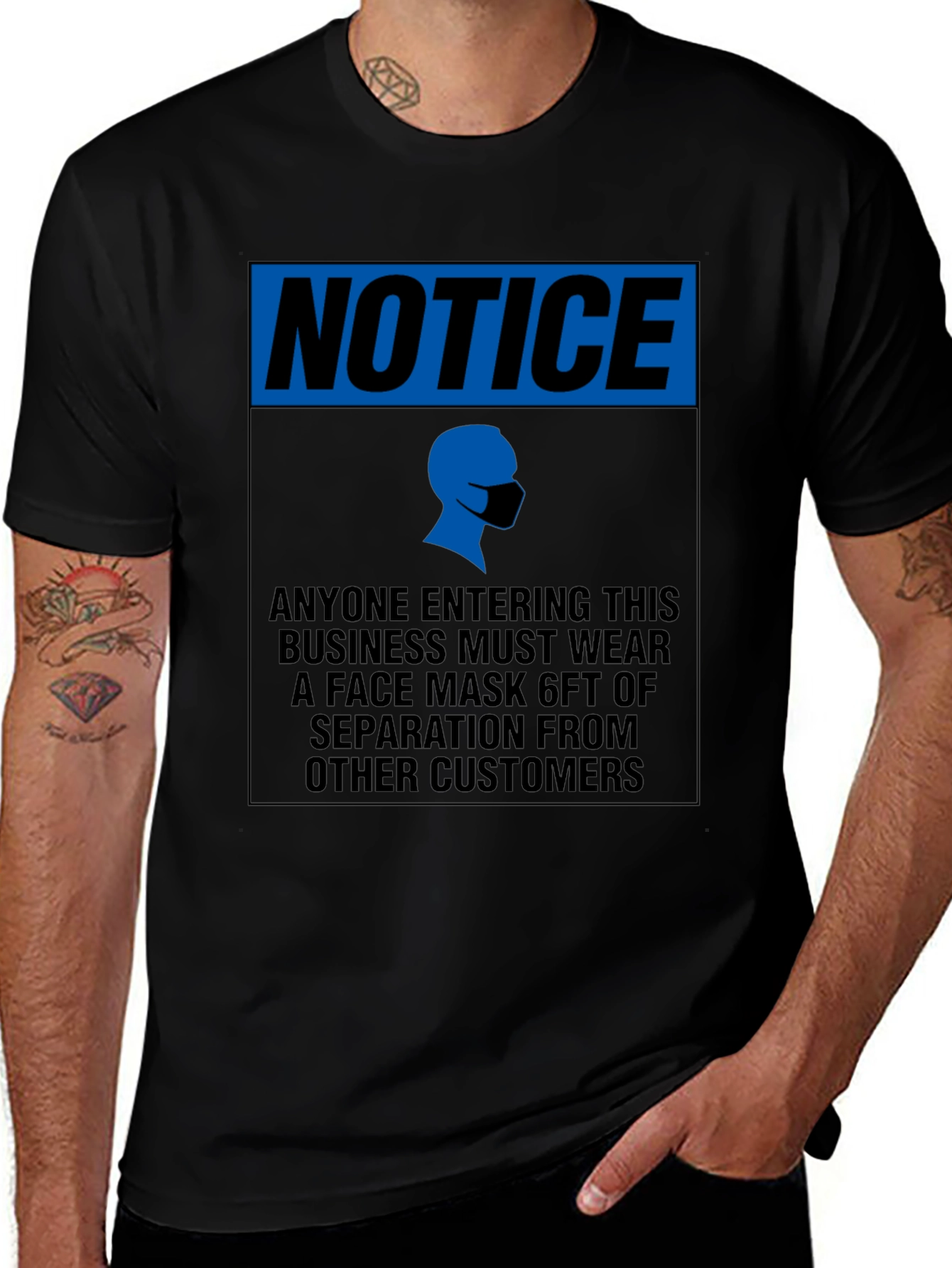 Notice Face Mask T-Shirt - Social Distancing