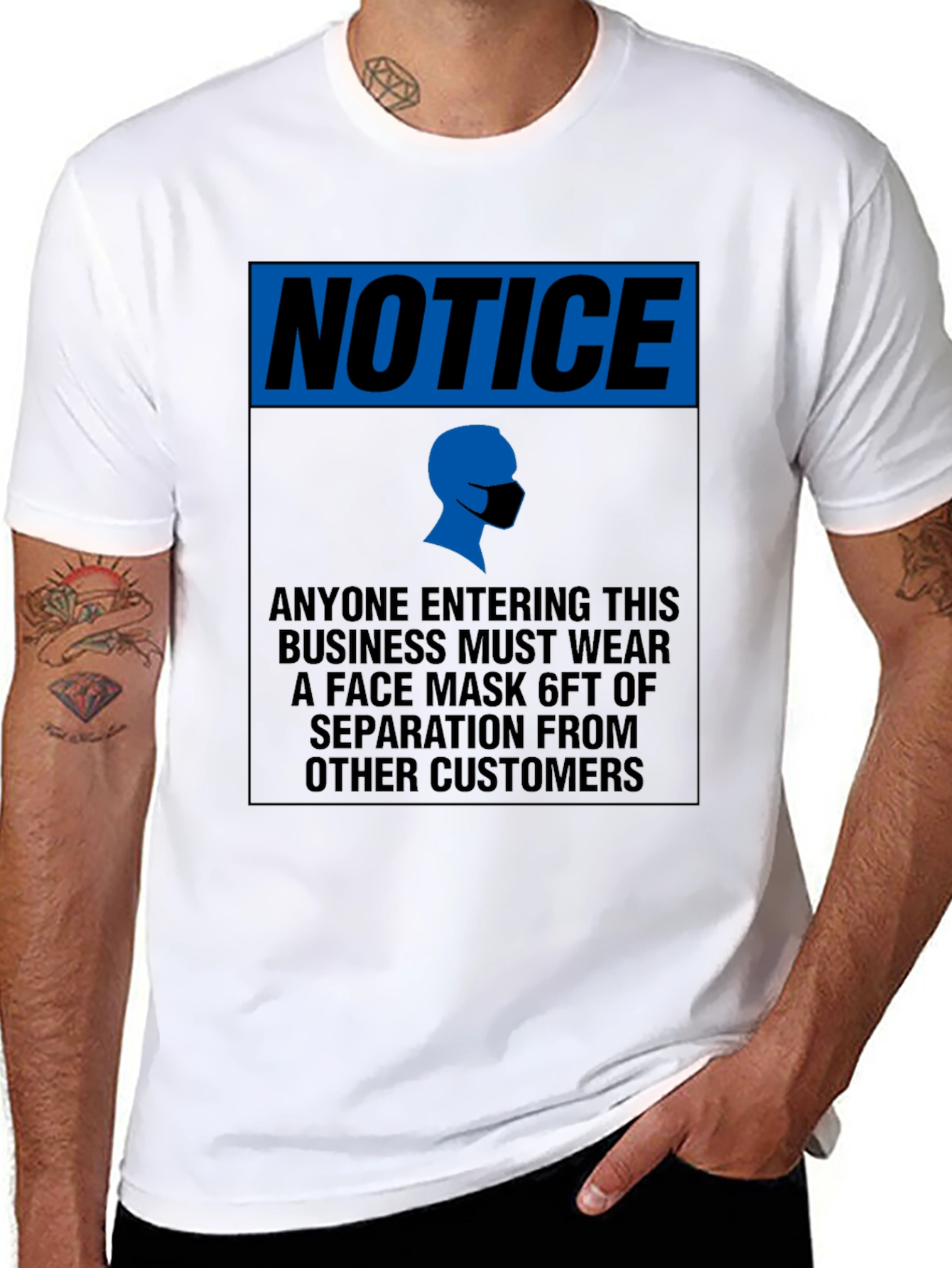 Notice Face Mask T-Shirt - Social Distancing