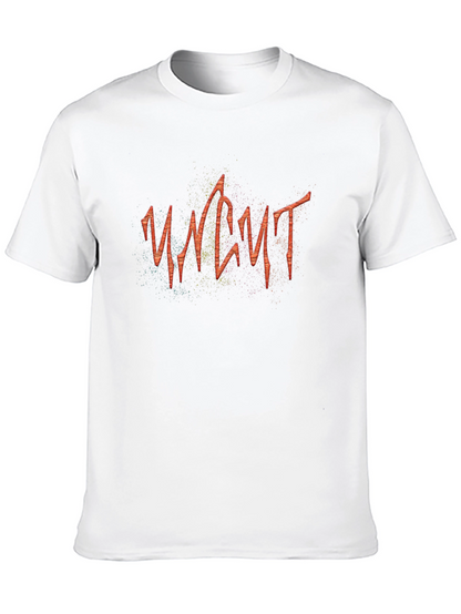Uncut Black Graphic Tee for Men