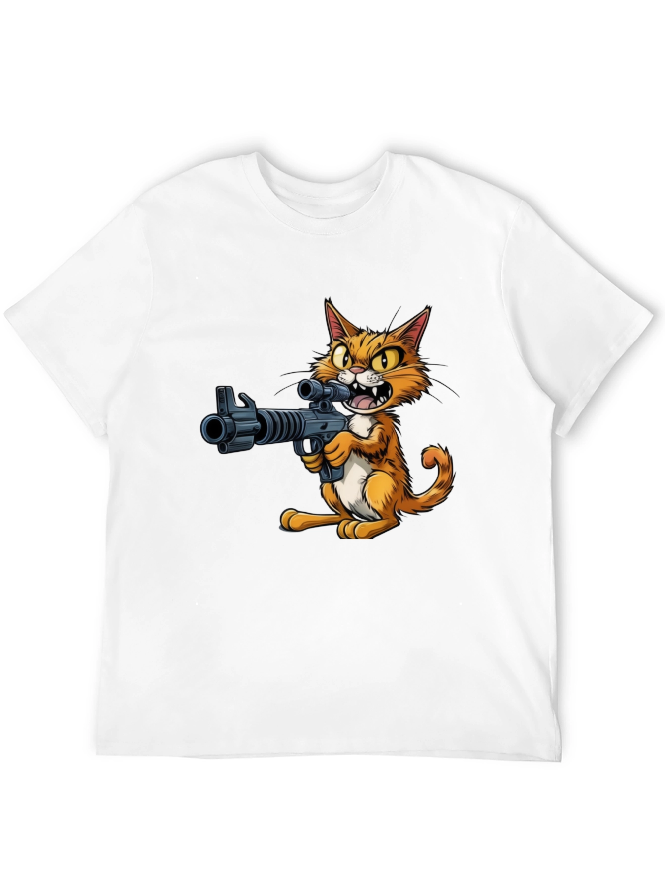 Cat with Gun Graphic T-Shirt