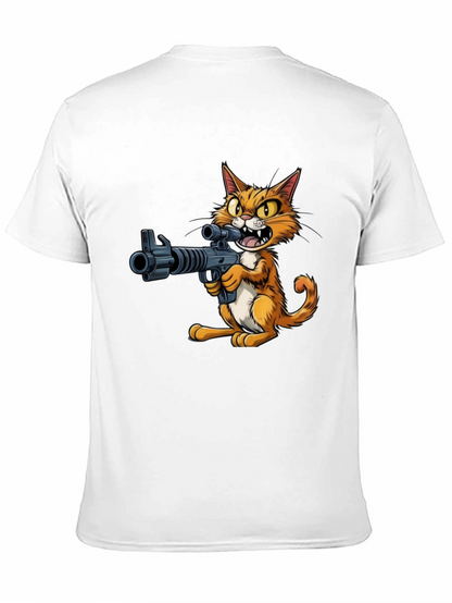 Cat with Gun Graphic T-Shirt