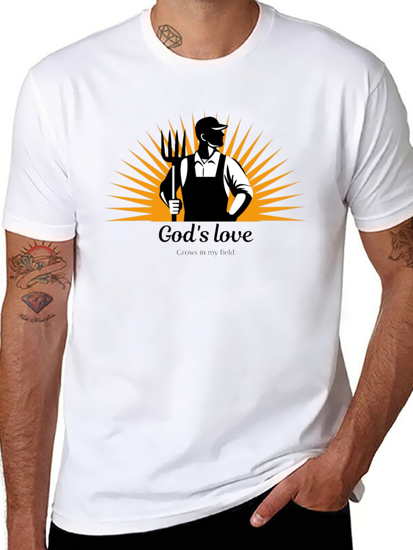 Gods Love Black Graphic Tee - Farmer Design