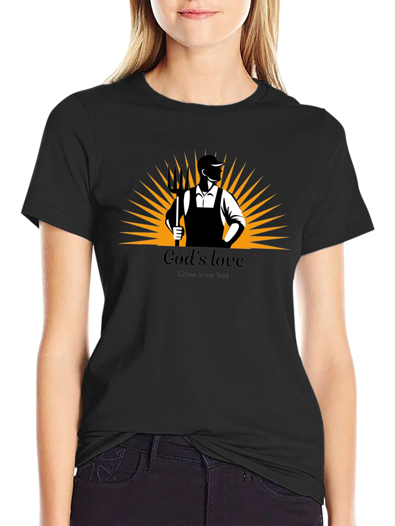 Gods Love Black Graphic Tee - Farmer Design