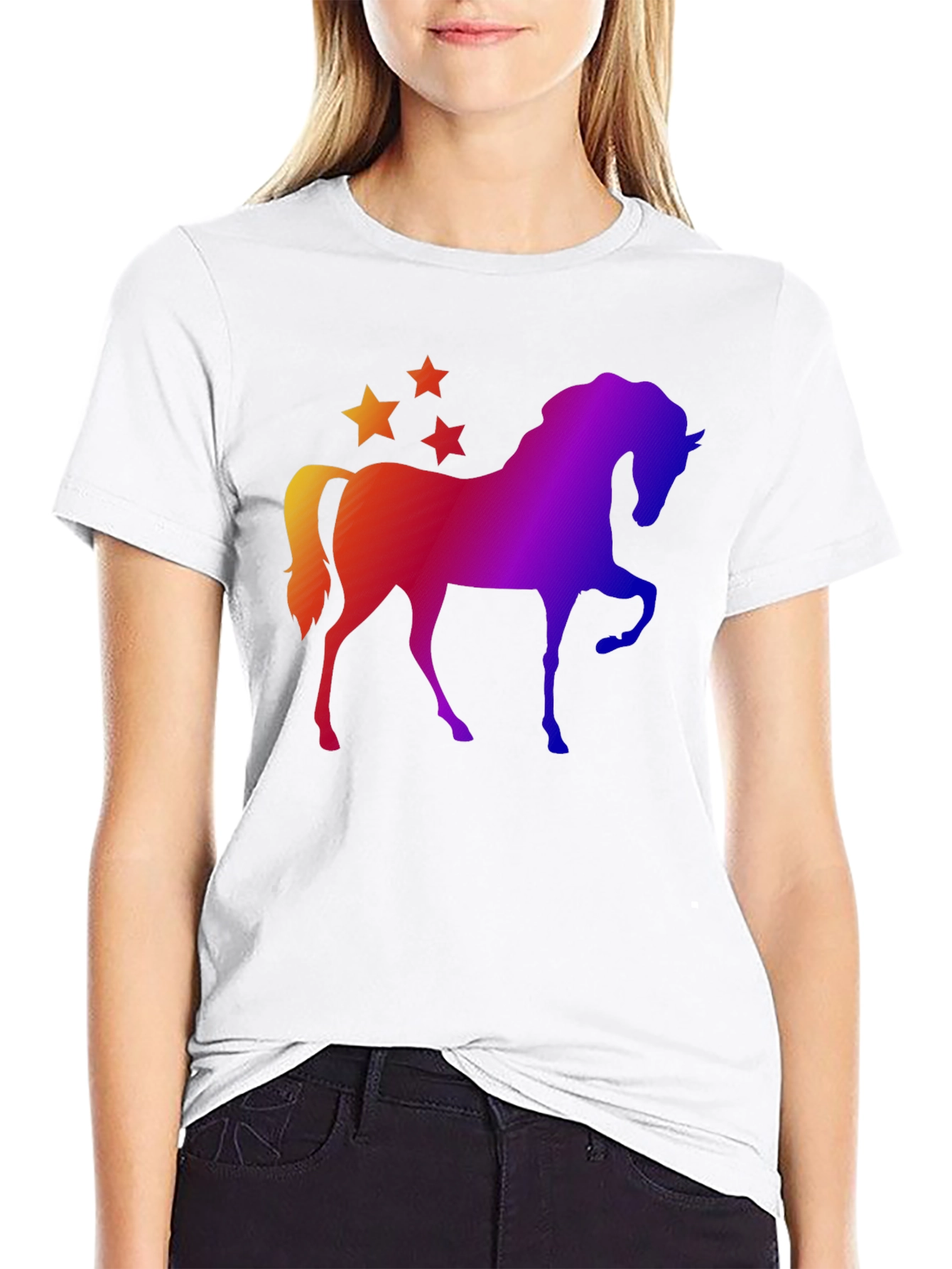 Rainbow Horse and Stars Graphic Tee