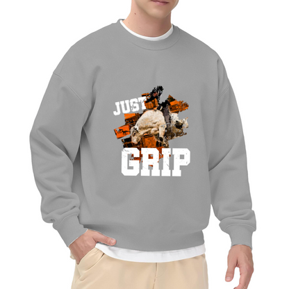 Just Grip Rodeo Sweatshirt - Bull Riding Cowboy Crewneck, Western Rodeo Graphic Pullover, Cowboy Bull Rider Gift Sweatshirt, Ranch Life Top